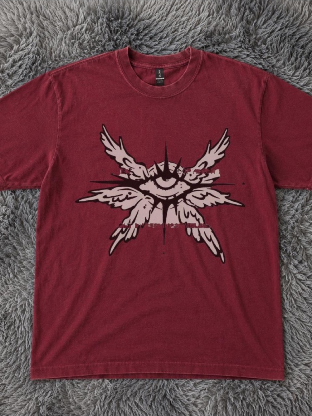 Gildan antique cherry Short-Sleeve Tee with Winged Eye Graphic